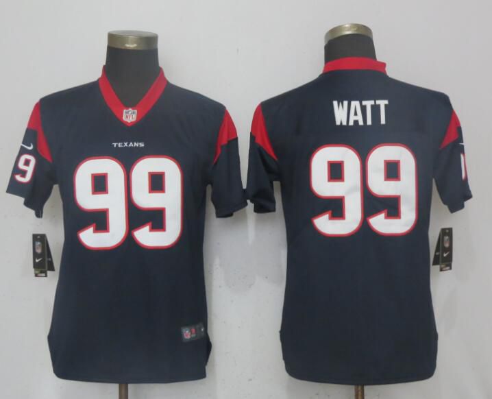 Women Houston Texans #99 Watt Navy Blue Vapor Untouchable Player Nike NFL Jerseys->women nfl jersey->Women Jersey